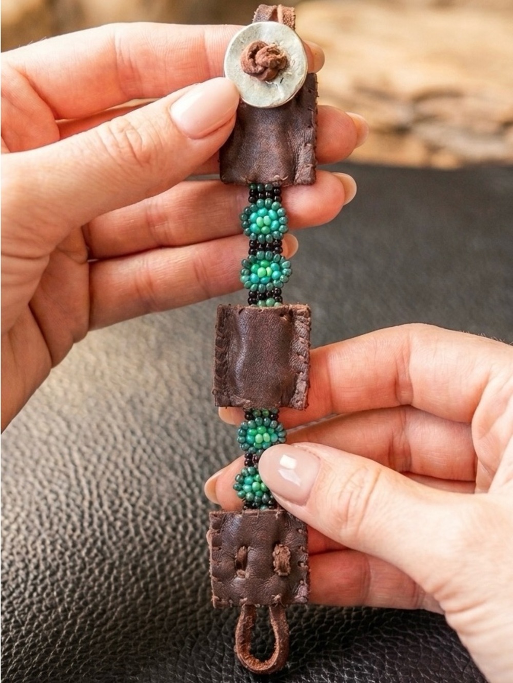 SAMADHI HANDMADE LEATHER BEADED BRACELET